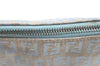 Authentic FENDI Zucchino Shoulder Cross Body Bag Canvas Leather Light Blue K4138