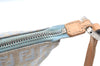 Authentic FENDI Zucchino Shoulder Cross Body Bag Canvas Leather Light Blue K4138