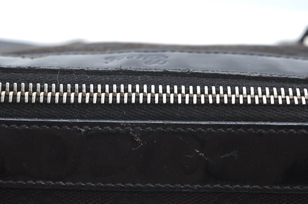 Authentic GUCCI Abbey Shoulder Tote Bag GG Canvas Enamel 141470 Black K4149