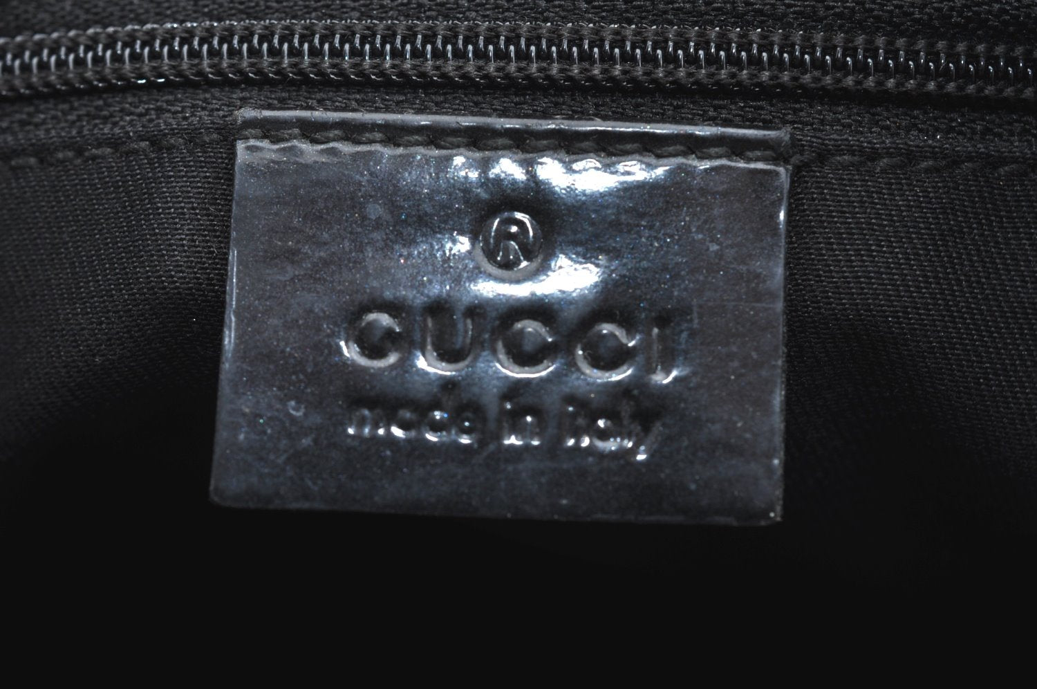 Authentic GUCCI Abbey Shoulder Tote Bag GG Canvas Enamel 141470 Black K4149