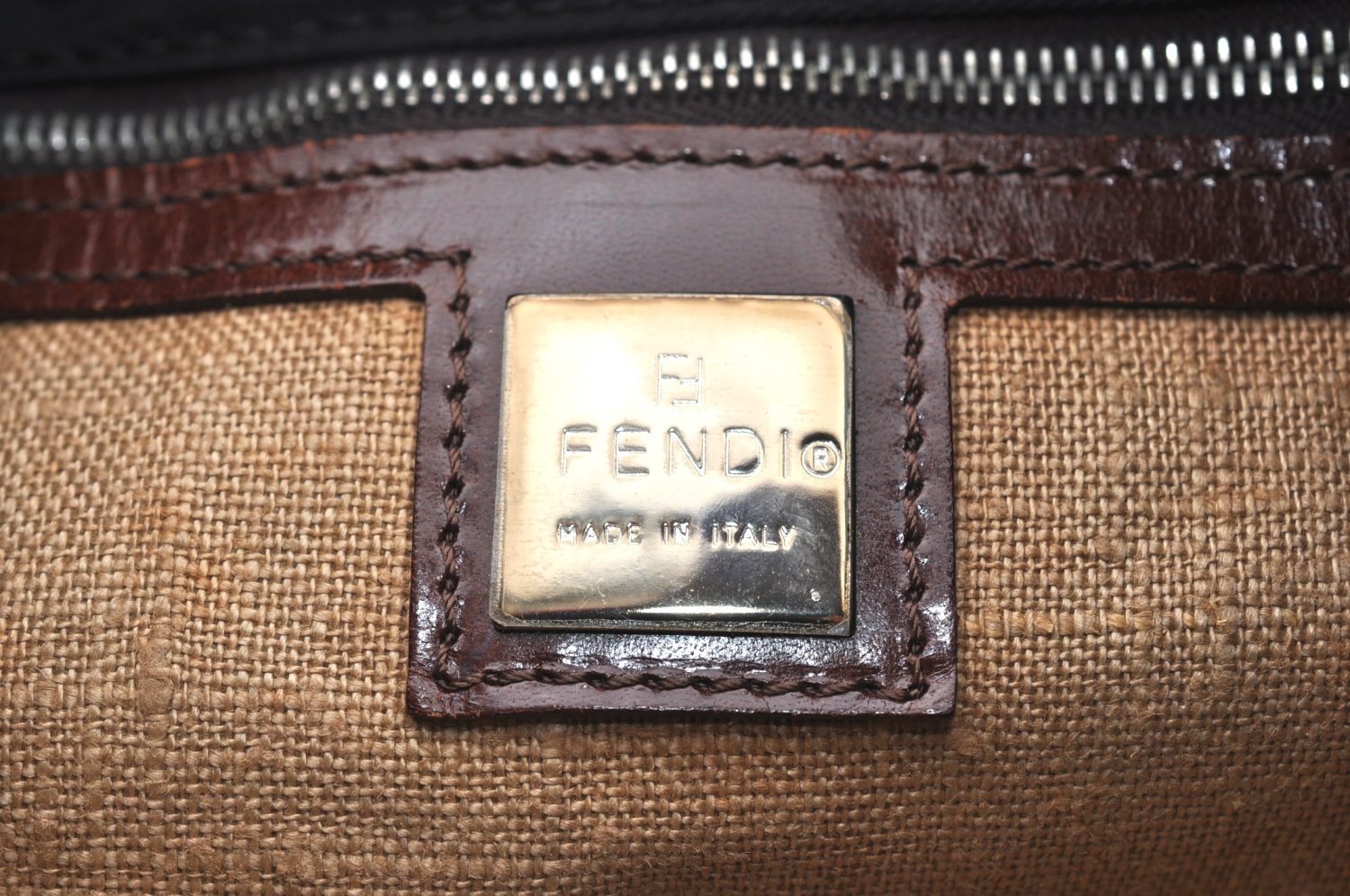 Authentic FENDI Vintage Shoulder Hand Bag Purse Nylon Leather Black K4152