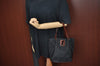 Authentic FENDI Vintage Shoulder Hand Bag Purse Nylon Leather Black K4152