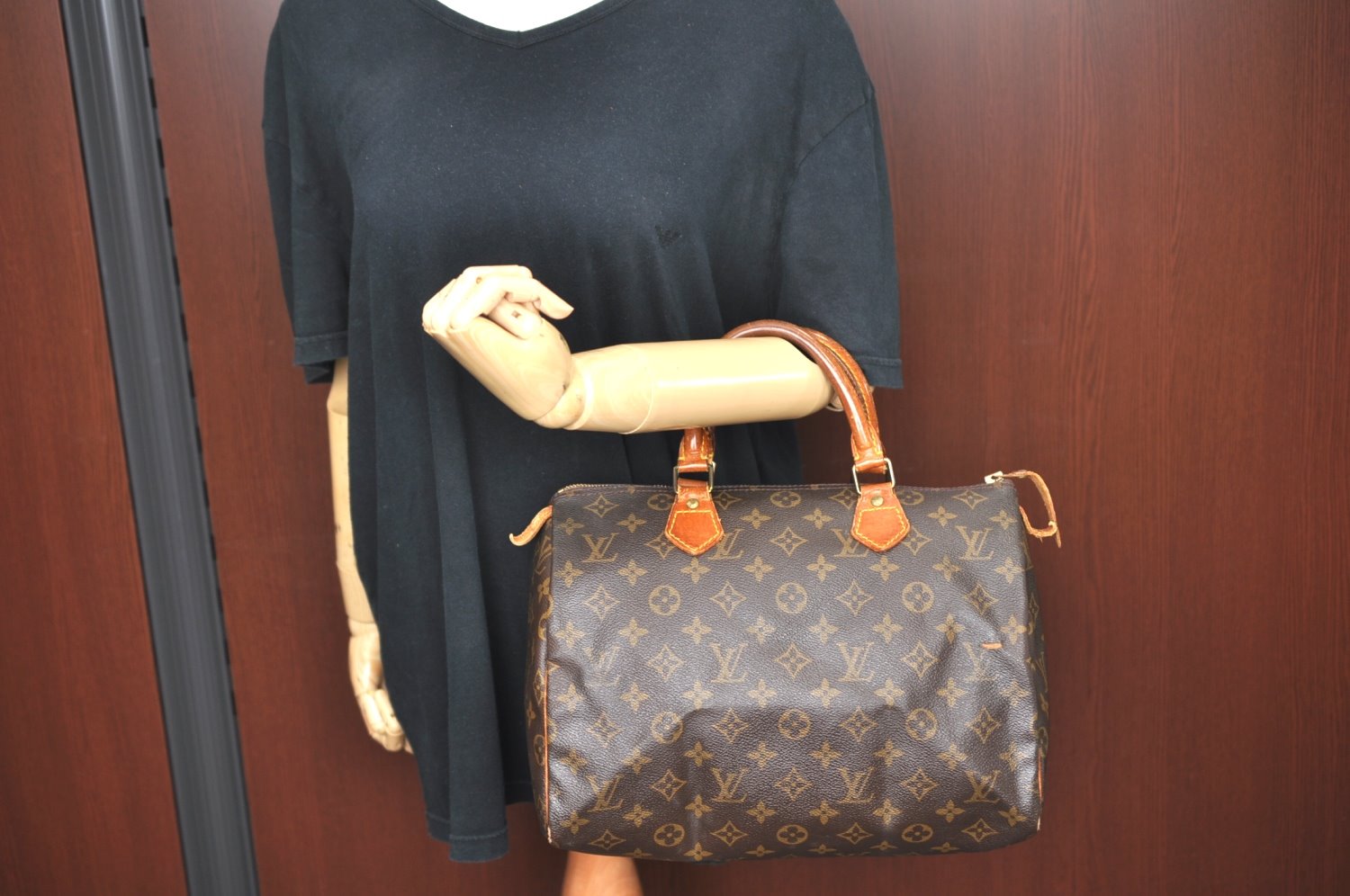 Authentic Louis Vuitton Monogram Speedy 30 Hand Boston Bag M41526 LV K4159