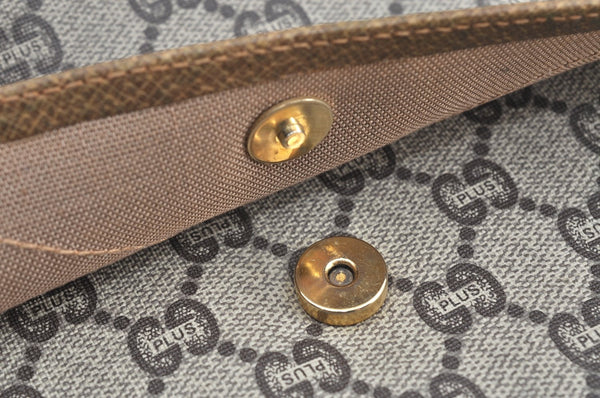 Authentic GUCCI Web Sherry Line GG Plus Tote Bag PVC Leather Brown K4163