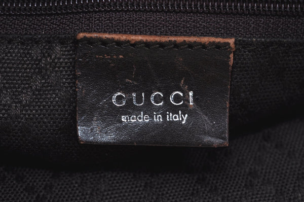 Authentic GUCCI Bamboo 2Way Shoulder Hand Bag Nylon Leather 0011638 Brown K4164