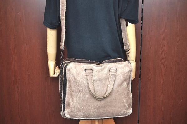 Authentic BOTTEGA VENETA Intrecciato Leather 2Way Shoulder Hand Bag Brown K4170