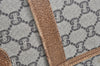 Authentic GUCCI Web Sherry Line GG Plus Tote Bag PVC Leather Brown K4173