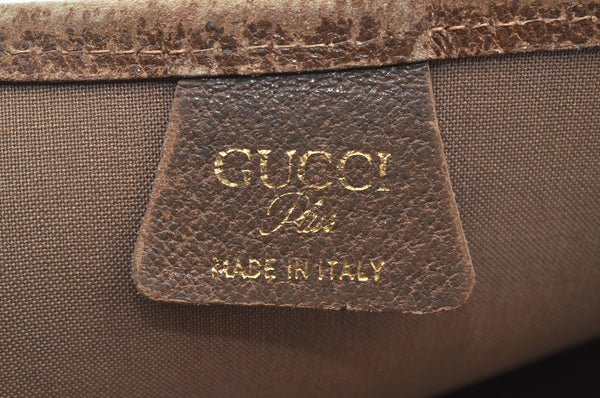 Authentic GUCCI Web Sherry Line GG Plus Tote Bag PVC Leather Brown K4173