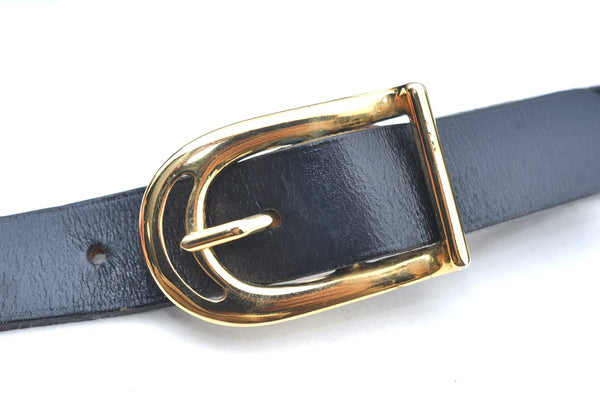 Authentic CELINE C Horse Carriage Shoulder Bag Canvas Leather Navy Blue K4180