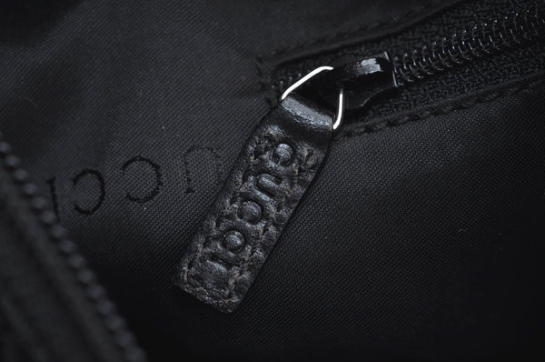Authentic GUCCI Bamboo 2Way Shoulder Hand Bag Nylon Leather 0000509 Black K4185