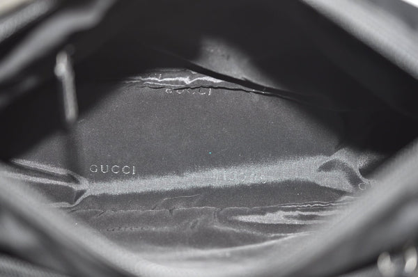 Authentic GUCCI Bamboo 2Way Shoulder Hand Bag Nylon Leather 0000509 Black K4185