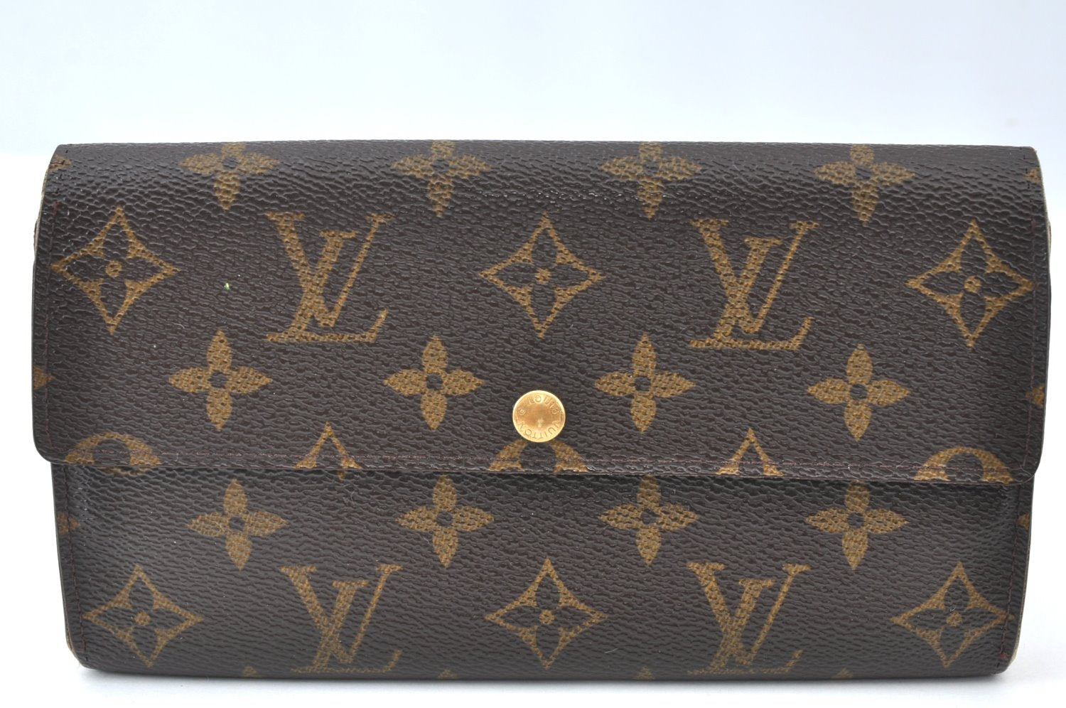 Authentic Louis Vuitton Monogram Bifold Long Wallet Purse Brown 2Set Junk K4194