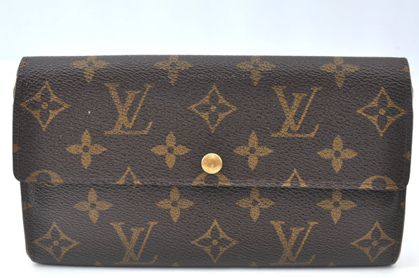 Authentic Louis Vuitton Monogram Bifold Long Wallet Purse Brown 2Set Junk K4194