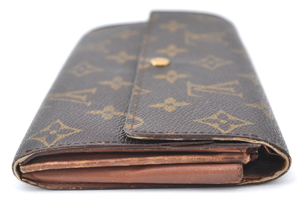 Authentic Louis Vuitton Monogram Bifold Long Wallet Purse Brown 2Set Junk K4194