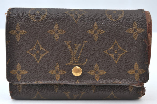 Authentic Louis Vuitton Monogram Bifold Long Wallet Purse Brown 2Set Junk K4194