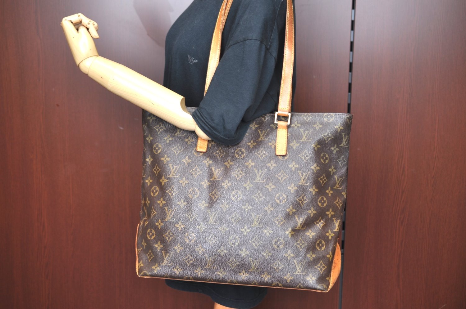 Authentic Louis Vuitton Monogram Cabas Mezzo Shoulder Tote Bag M51151 LV K4198
