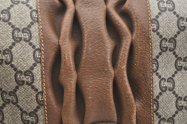 Authentic GUCCI GG Plus Shoulder Cross Body Bag Purse PVC Leather Brown K4202