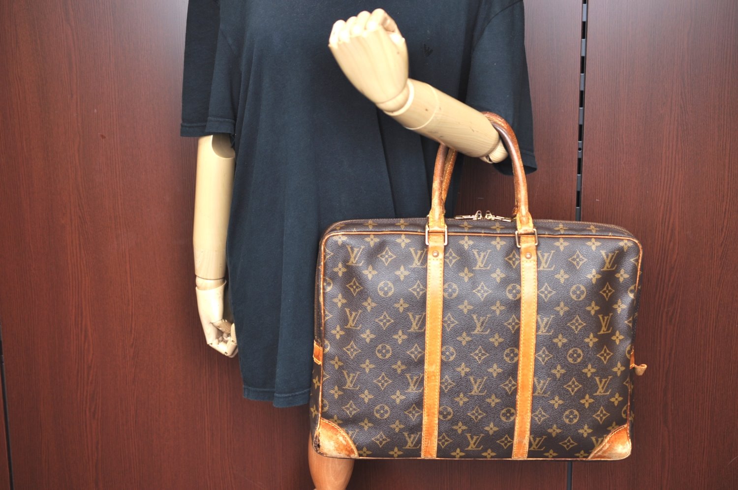 Authentic Louis Vuitton Monogram Porte Documents Voyage M53361 Briefcase K4231