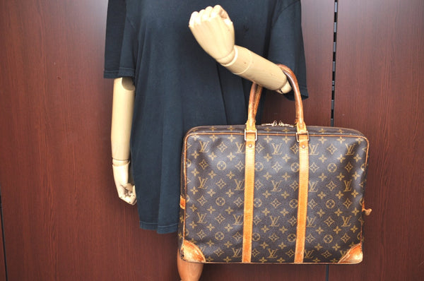 Authentic Louis Vuitton Monogram Porte Documents Voyage M53361 Briefcase K4231