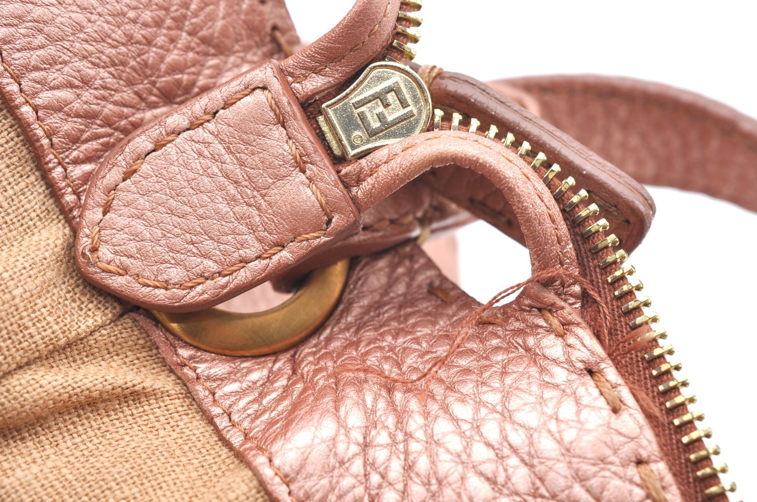 Authentic FENDI Selleria Shoulder Cross Body Bag Purse Leather Pink K4236