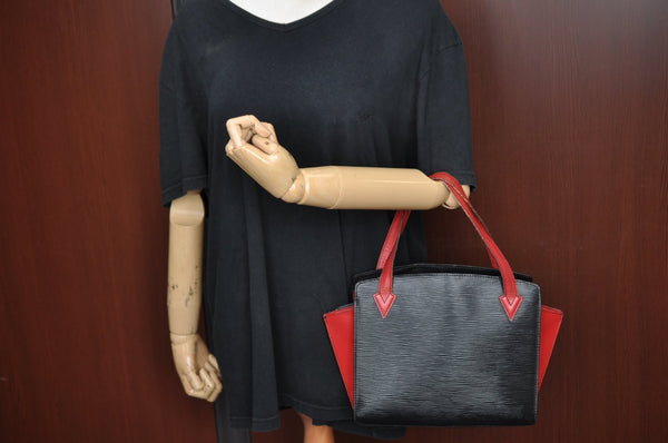 Auth Louis Vuitton Epi Varenne Hand Bag Bi-color Black x Red M52387 LV K4268