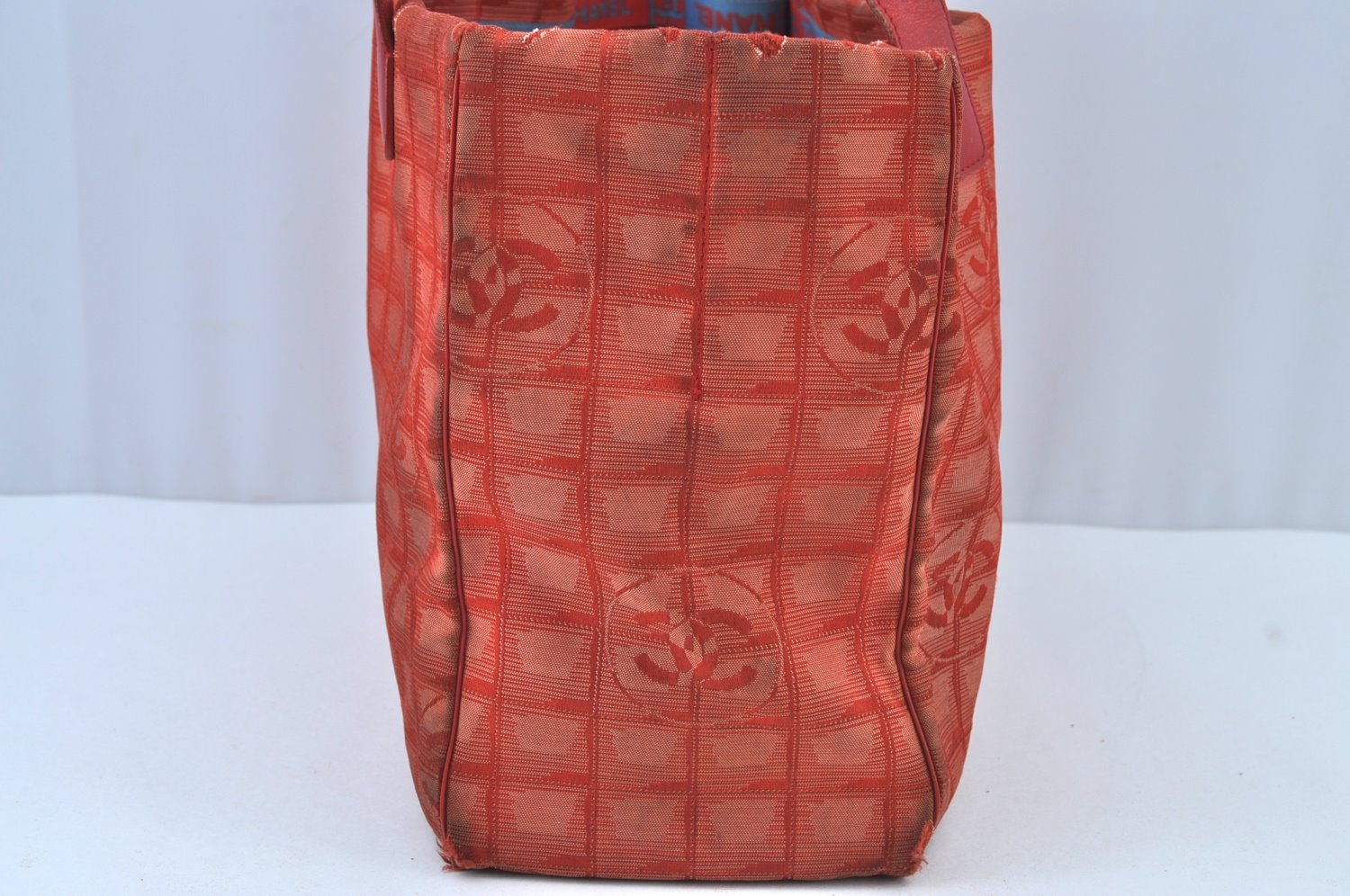Authentic CHANEL New Travel Line Shoulder Tote Bag Nylon Leather Red K4315