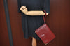 Authentic Cartier Must de Cartier Clutch Hand Bag Purse Leather Bordeaux K4316