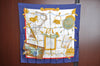 Authentic HERMES Carre 90 Scarf "Memoire d'Hermes" Silk Blue K4347