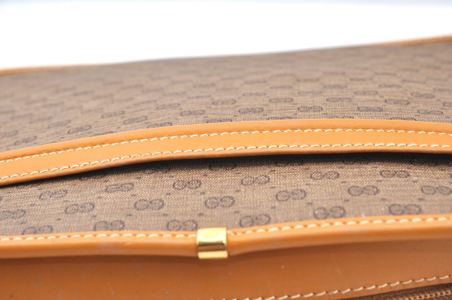 Authentic GUCCI Micro GG Shoulder Cross Body Bag Purse PVC Leather Brown K4358