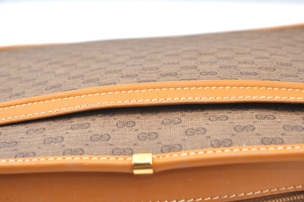 Authentic GUCCI Micro GG Shoulder Cross Body Bag Purse PVC Leather Brown K4358