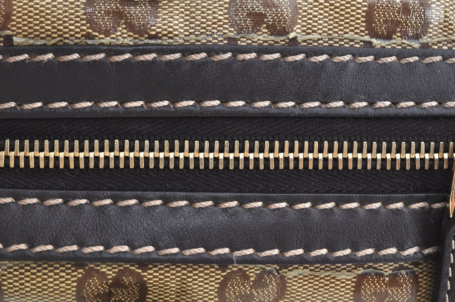 Authentic GUCCI GG Crystal Shoulder Tote Bag PVC Leather 223962 Brown K4359