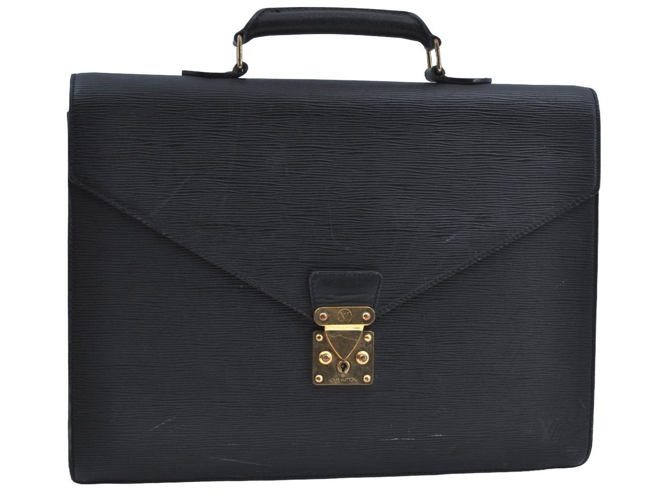 Authentic Louis Vuitton Epi Serviette Ambassadeur Black M54412 Briefcase K4454
