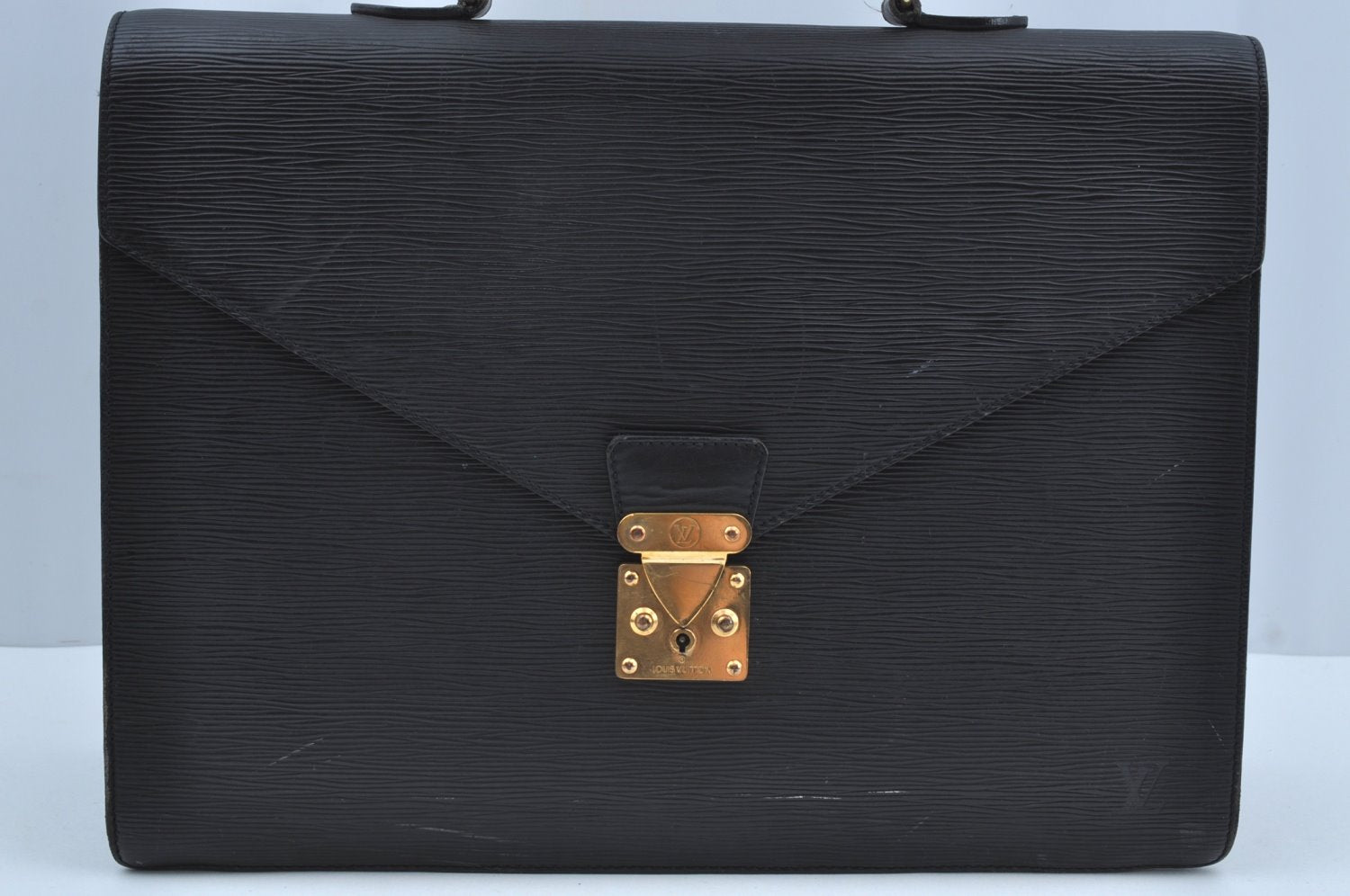 Authentic Louis Vuitton Epi Serviette Ambassadeur Black M54412 Briefcase K4454