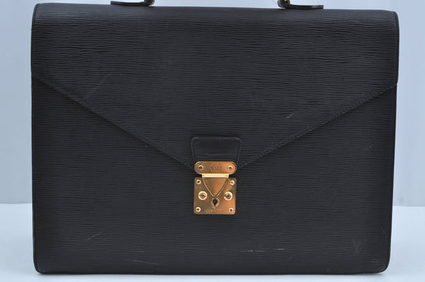 Authentic Louis Vuitton Epi Serviette Ambassadeur Black M54412 Briefcase K4454