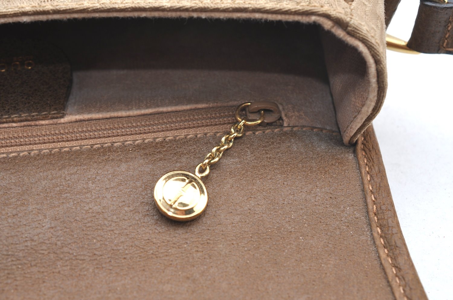 Authentic GUCCI Shoulder Cross Body Bag Purse Canvas Leather Beige Brown K4455