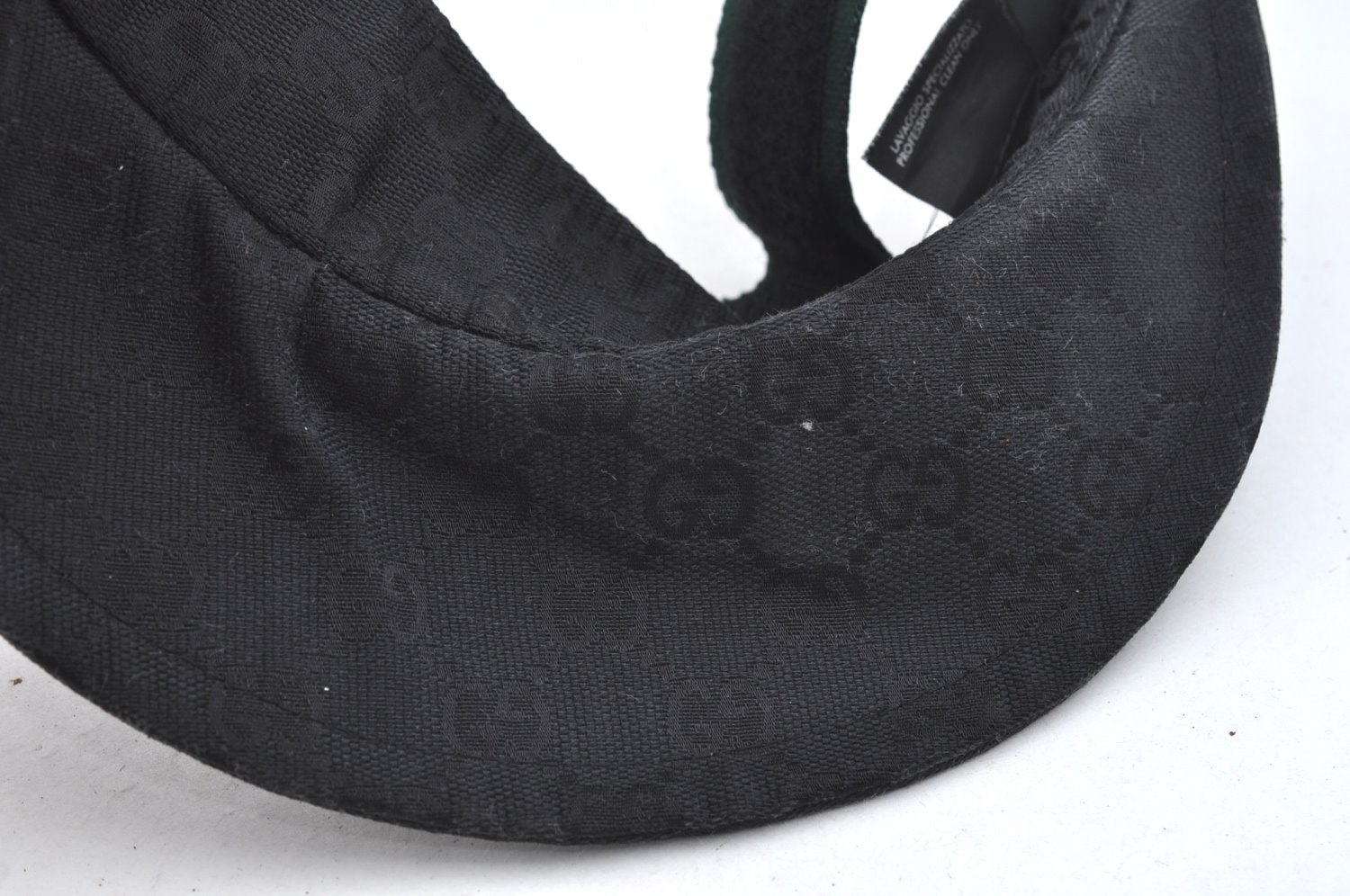 Authentic GUCCI Web Sherry Line Sun Visor GG Canvas Leather Size S Black K4458