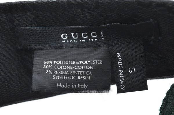Authentic GUCCI Web Sherry Line Sun Visor GG Canvas Leather Size S Black K4458