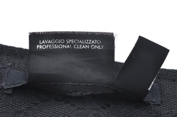 Authentic GUCCI Web Sherry Line Sun Visor GG Canvas Leather Size S Black K4458