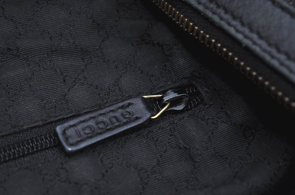 Authentic GUCCI Web Sherry Line Shoulder Bag Canvas Leather 73885 Black K4459