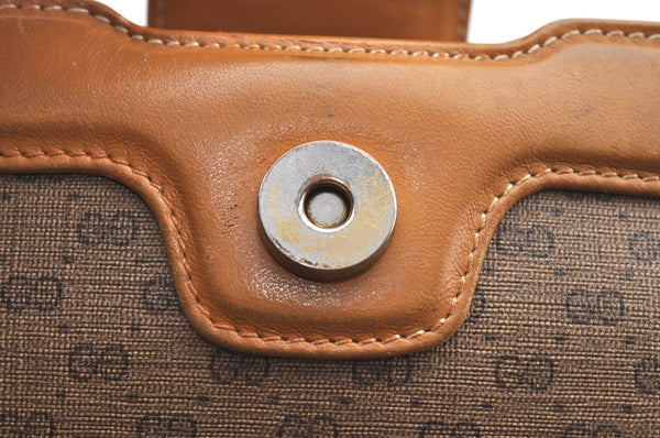 Authentic GUCCI Micro GG PVC Leather 2Way Shoulder Clutch Bag Purse Brown K4493