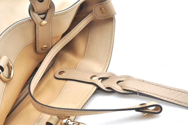 Authentic GUCCI Craft Logo Shoulder Tote Bag Purse Leather 269878 Beige K4507