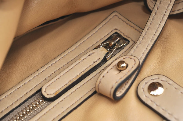 Authentic GUCCI Craft Logo Shoulder Tote Bag Purse Leather 269878 Beige K4507