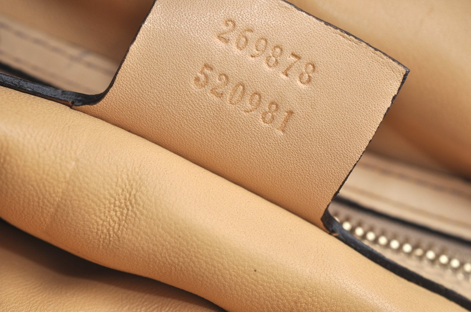 Authentic GUCCI Craft Logo Shoulder Tote Bag Purse Leather 269878 Beige K4507