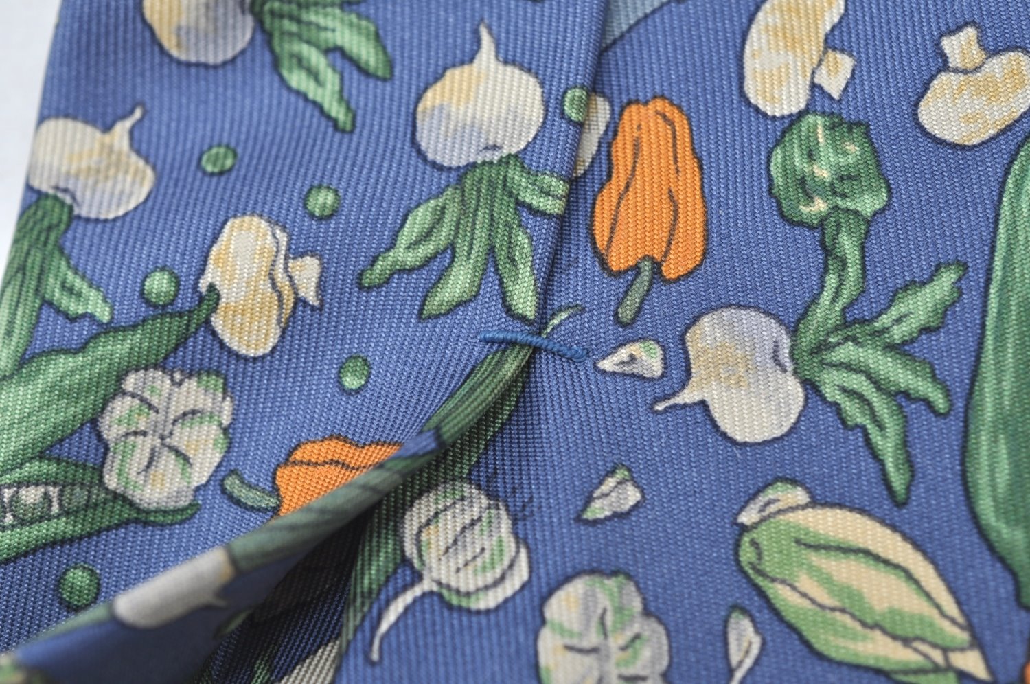 Authentic HERMES Tie Necktie Vegetable Pattern Silk 7460HA Blue K4513