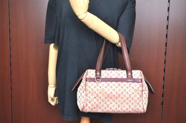 Authentic Louis Vuitton Monogram Mini Josephine PM Hand Bag Pink M92216 LV K4522