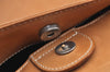 Authentic Salvatore Ferragamo Gancini Leather Hand Bag Brown K4524