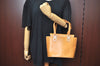 Authentic Salvatore Ferragamo Gancini Leather Hand Bag Brown K4524