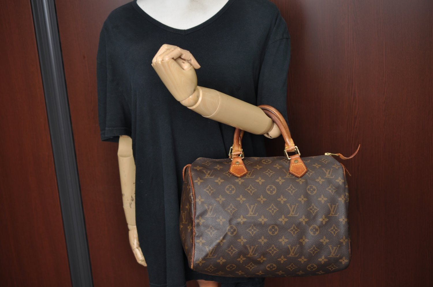 Authentic Louis Vuitton Monogram Speedy 30 Hand Boston Bag M41526 LV K4529