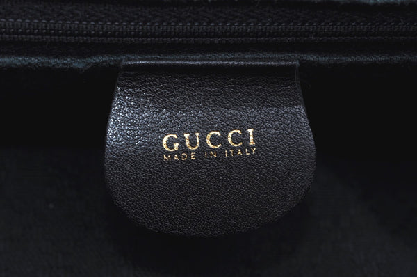Authentic GUCCI Bamboo Backpack Leather Black K4530
