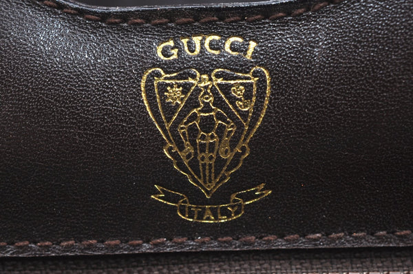 Authentic GUCCI Shoulder Cross Body Bag GG Leather Purse Brown K4533